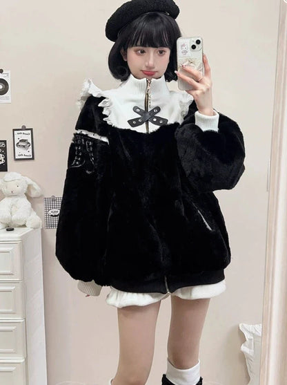 ネックジッパーハイファーマインコート