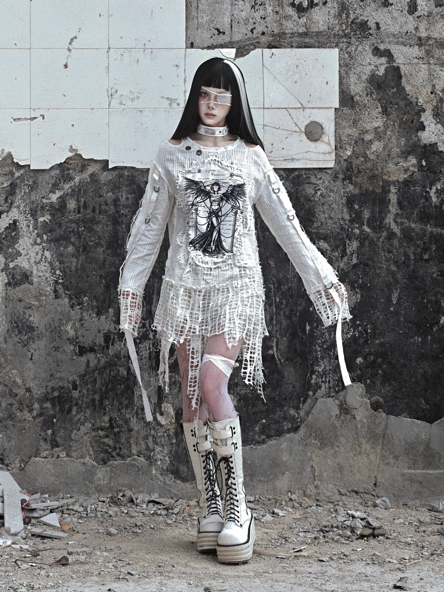 Girl Tops Illustration Window Damaged