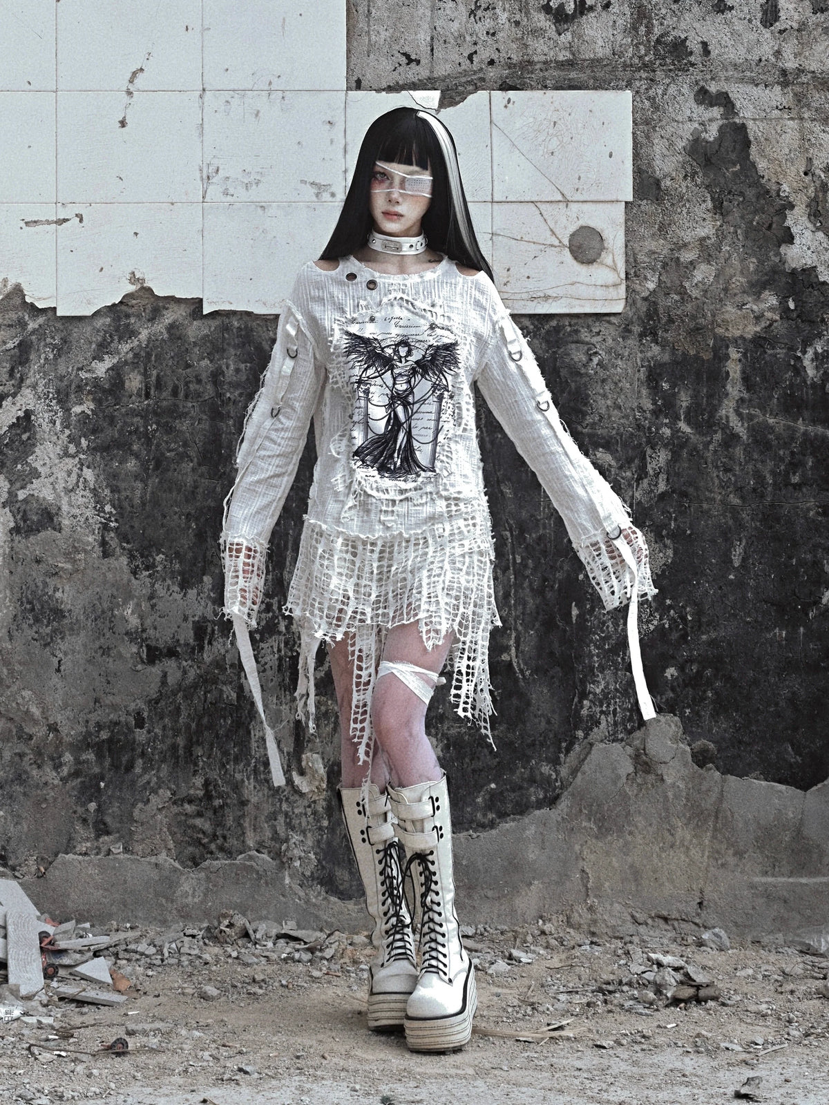Girl Tops Illustration Window Damaged