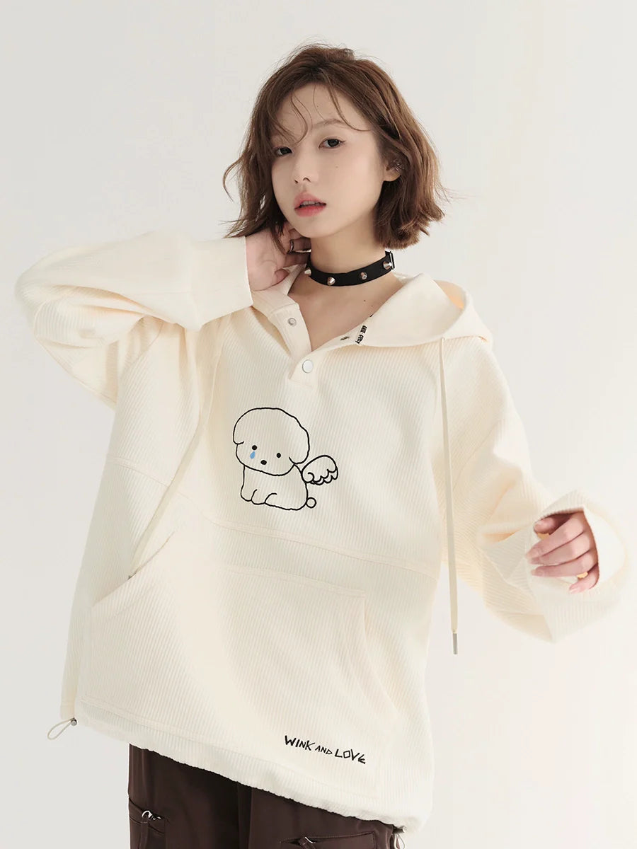 Doc Fluffy Hooded Illustration Hoodie with Hooded