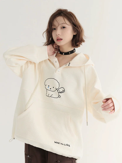 Doc Fluffy Hooded Illustration Hoodie with Hooded