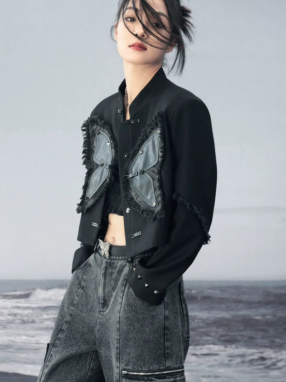 中国製ショートレザーバタフライコート