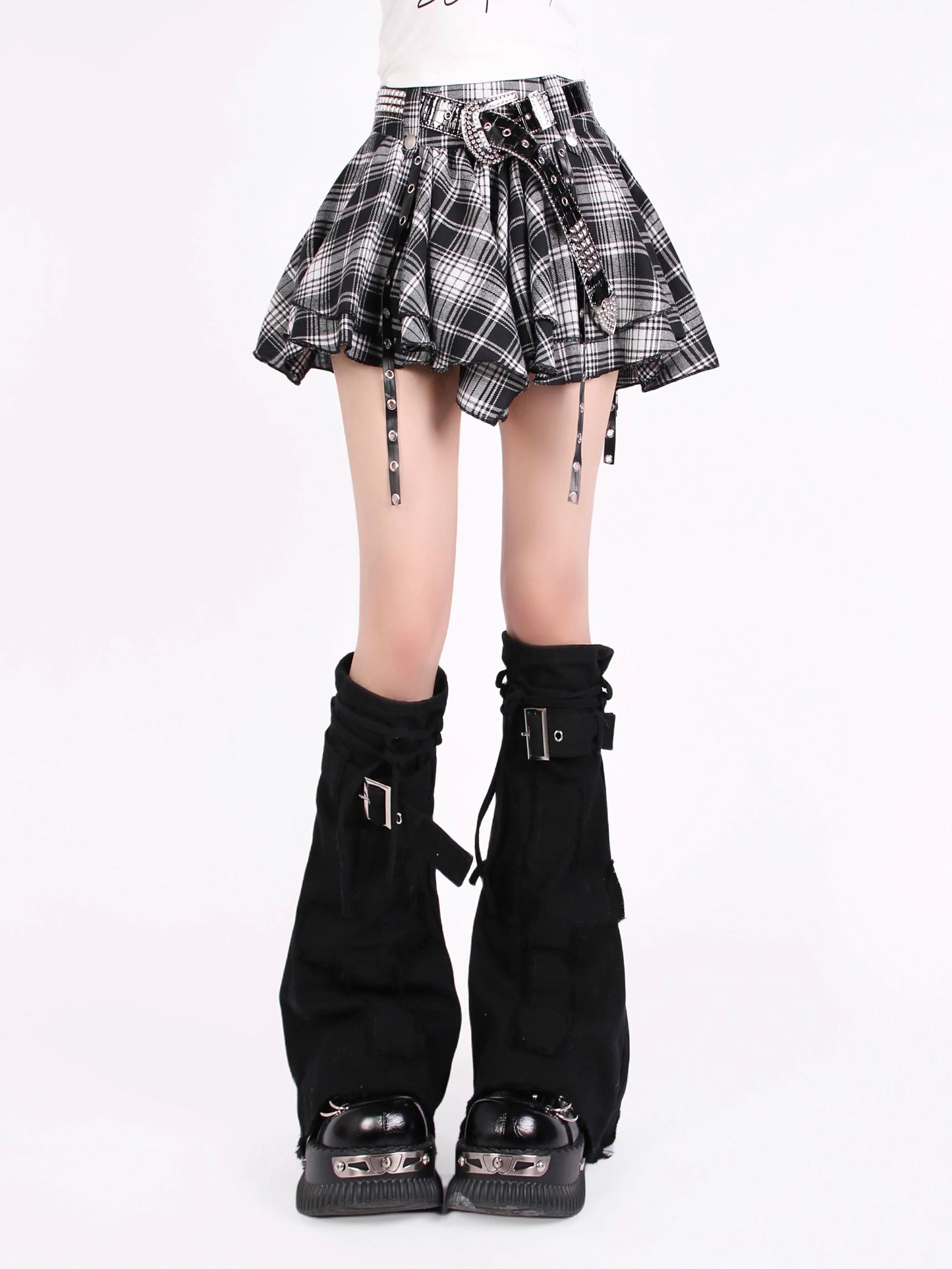 Abdeckung Strass Denim + Rock Gürtel + Kuchen Schwarz Bein Chuck Tutu Unregelmäßigen