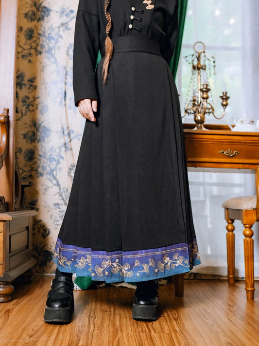 Kontrast Retro Farbe China Faltenrock Blatt