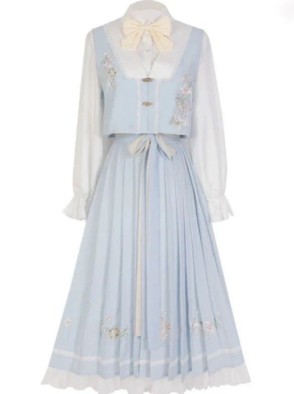 Pleated China + Blouse Idol Vest Skirt