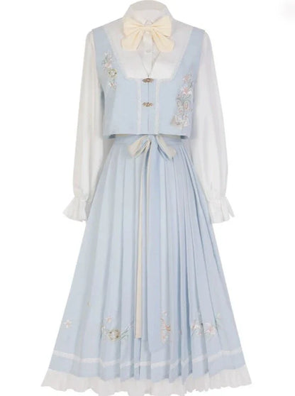 Pleated China + Blouse Idol Vest Skirt