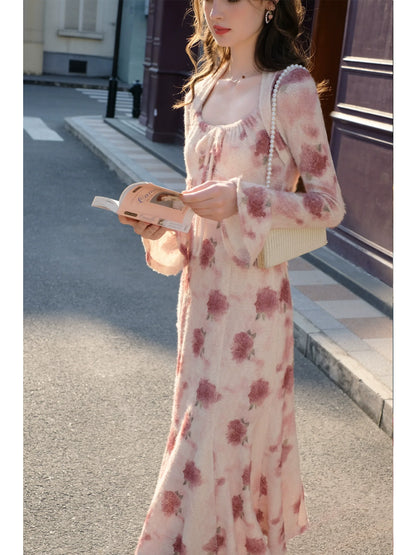 Rose Lace Flower Fairy Dress Print French