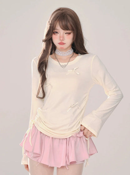 Süßes T-Shirt mit langem Band und Kordelzug