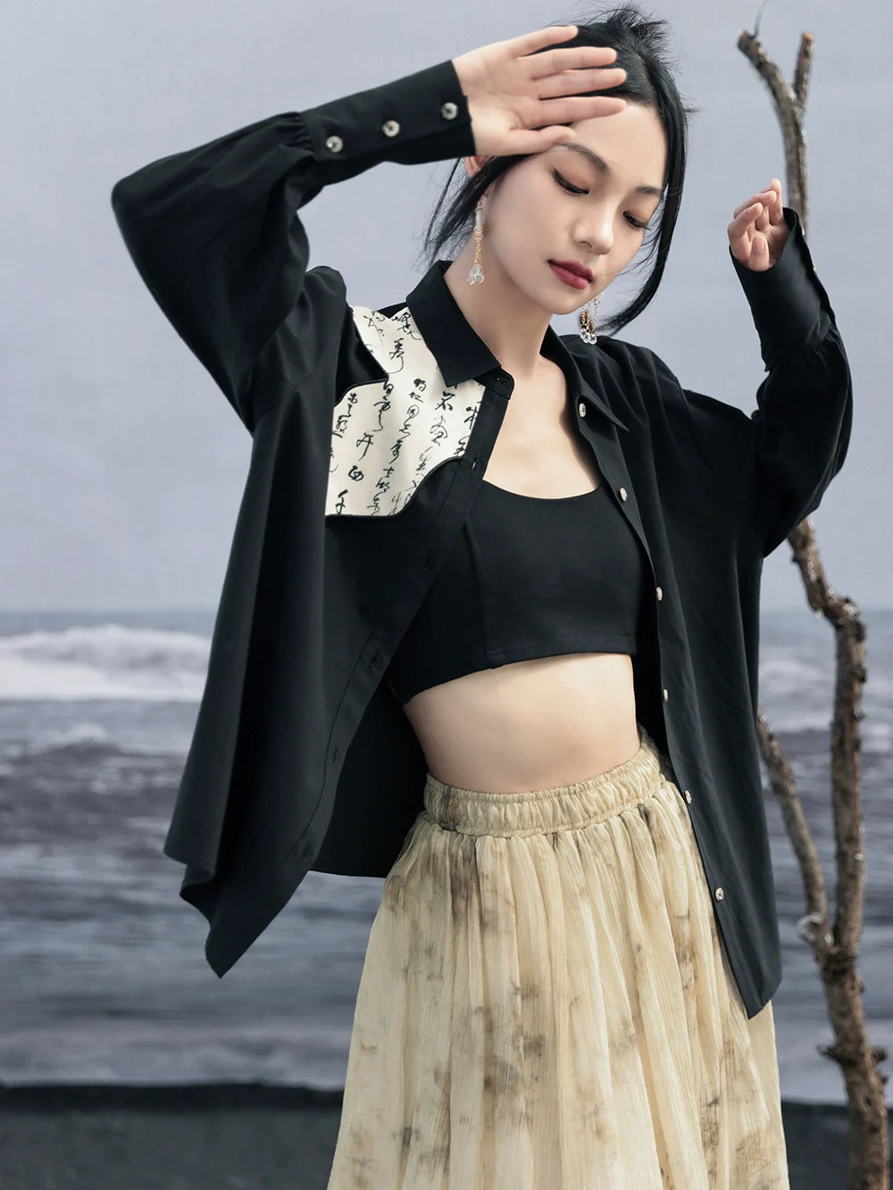 Sleeve China Design New Shirt Volume Niche Printed