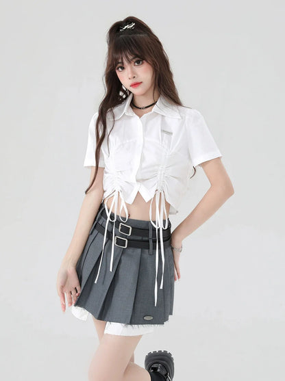 Großes Hemd mit Schleife, kurz, cool