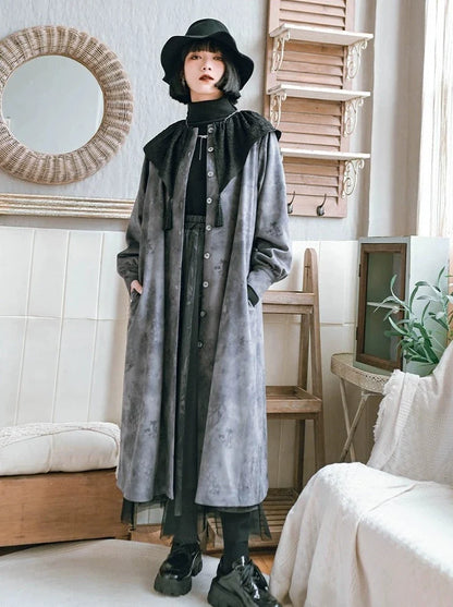 ジャケット チャイナ レトロ シャツ スエード ロング フリル