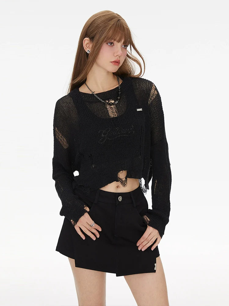 Kurzer Damaged Knit Sommer