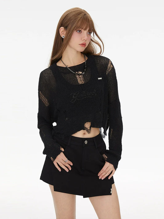 Kurzer Damaged Knit Sommer