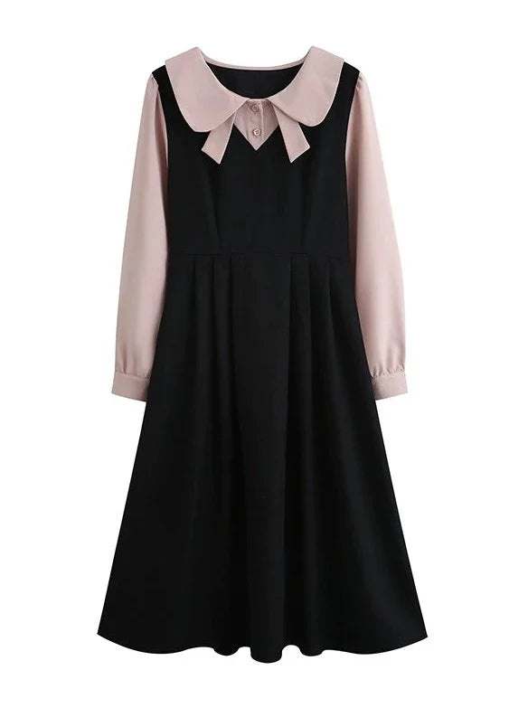 ピースフェイクミドルプレッピースタイルツーフレンチドレス