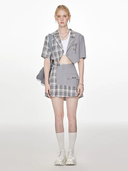 Short Summer Jacket + Asymmetrical Check