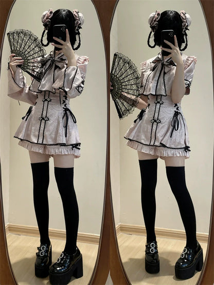 ドレス チャイナ ストラップ パンツ リボン スーツ