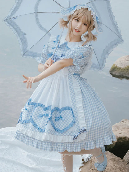 ロリータ フリル ラブリー ドレス ブルー