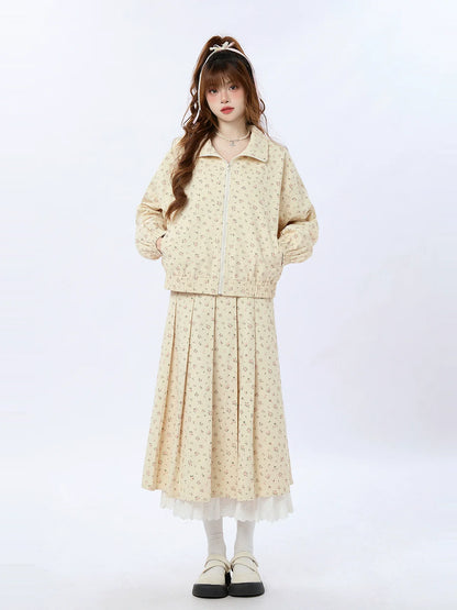 Zip Plissee Spitzenjacke Klein Kurz/Lang + Rollalrock