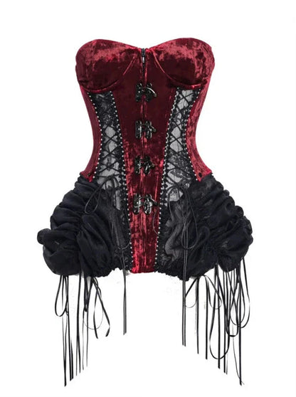 ダークアリスドレス ヘルフィッシュボーンストラップコルセットセット ゴシックチュール