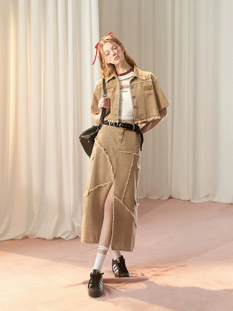 Amerikanischer Schlitzrock + beschädigtes langes kurzes Oberteil