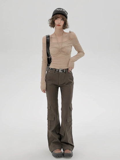 ショルダーリボンホルターネックトップオフ