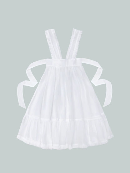 Tie Collar Puff + Sleeve Sailor Haori Tulle Dress Ribbon + Badge Overskirt