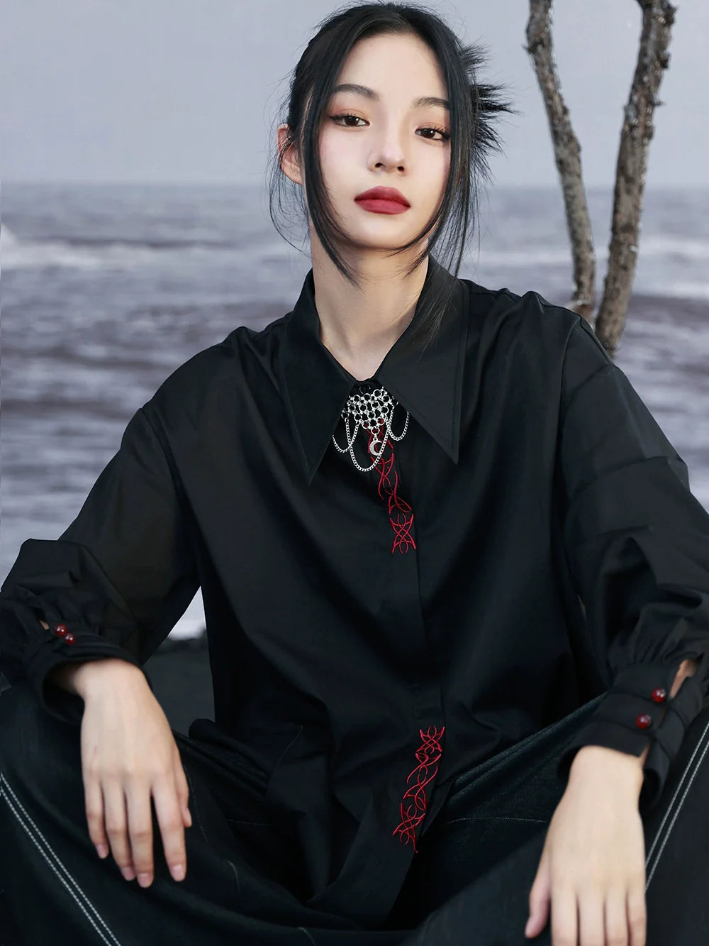 Asymmetric Shirt Loose Mode Slim