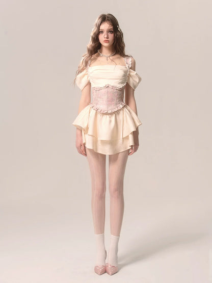 サスペンダースカート ニッチケーキ ロマンティックレーストップ フレンチ