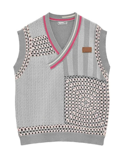 控えめなアシンメトリーベストニットアイテムオーバーモードルーズ