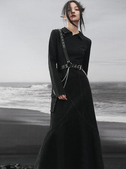 Fishtail Splicing Dress Denim Niche Design