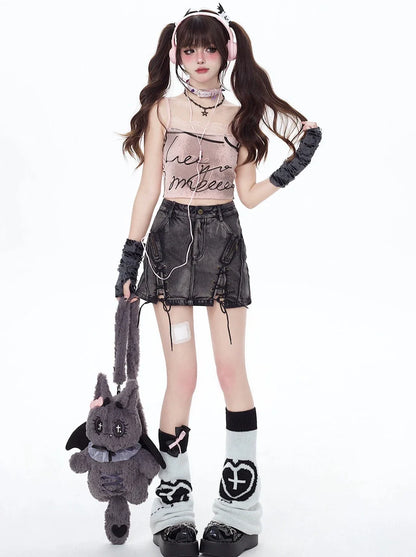 Nischen-Retro-Rock-Design, taillenhoher Denim