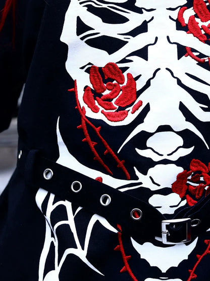 T-shirt Sleeve Dark Leather Skull Button