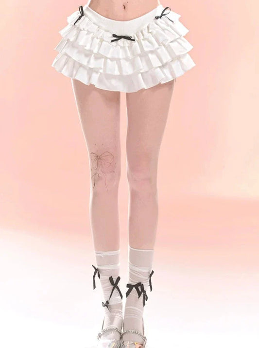 スカートティアードフリルリボン