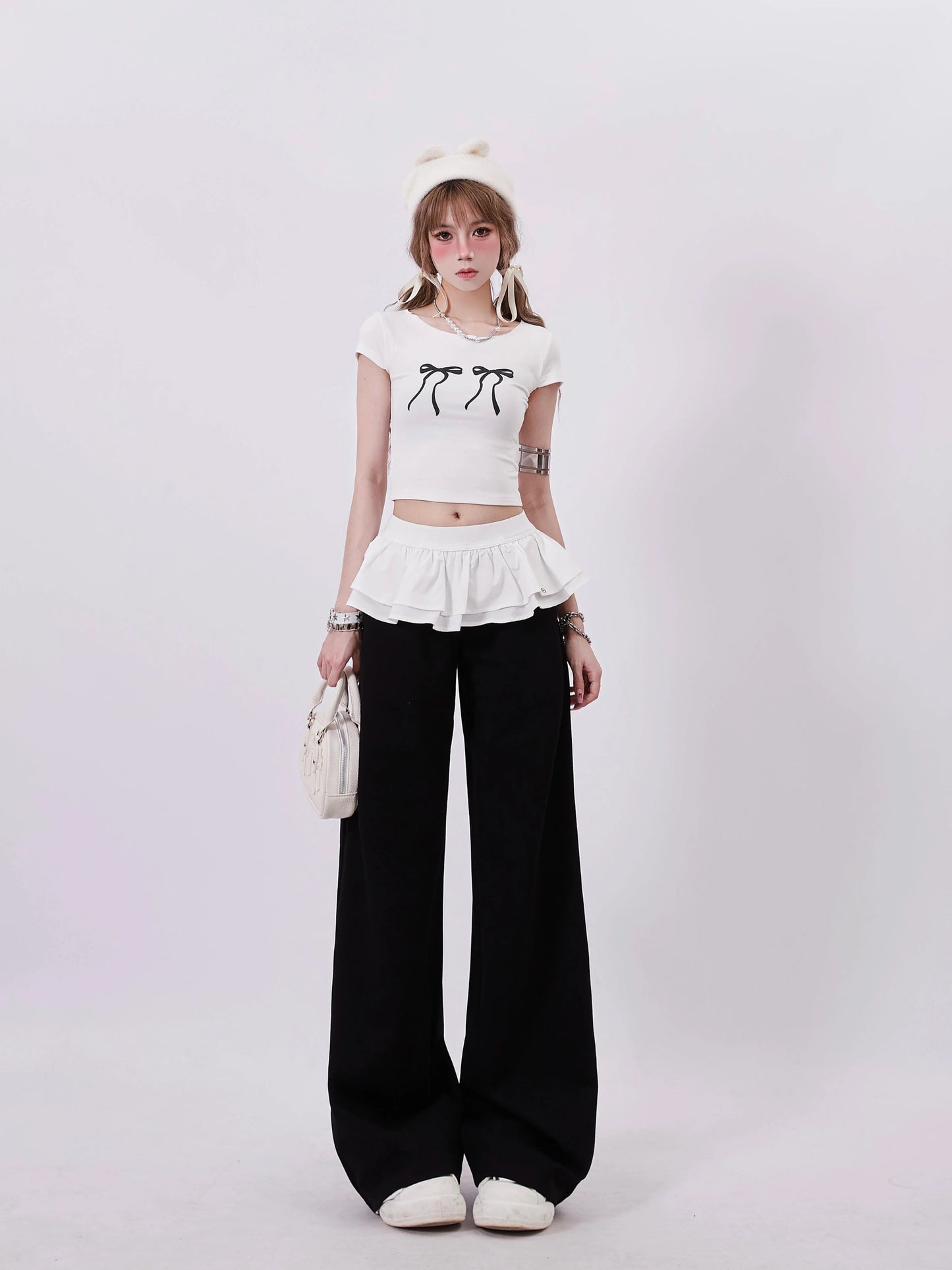 Pants Flare Waist Girly Casual Chic