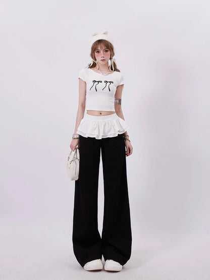 Pants Flare Waist Girly Casual Chic
