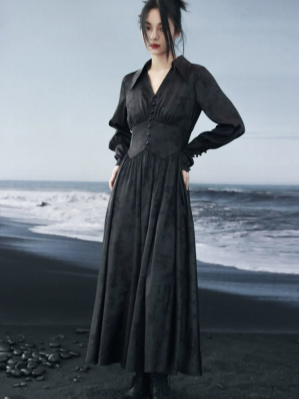 ドレスマークジャカードモードウエストロング