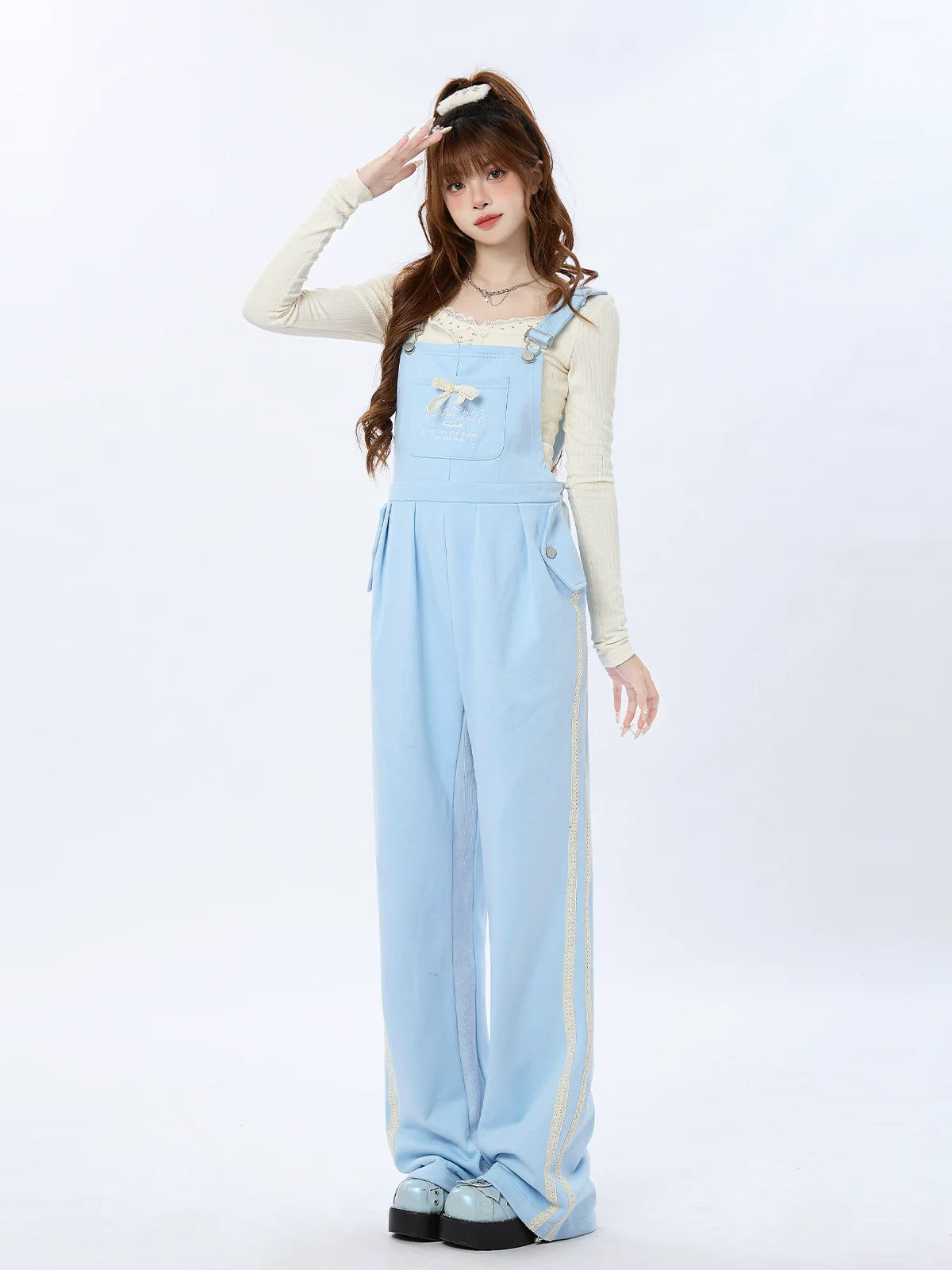 Sweet Loose Straight Casual Overalls High Waist