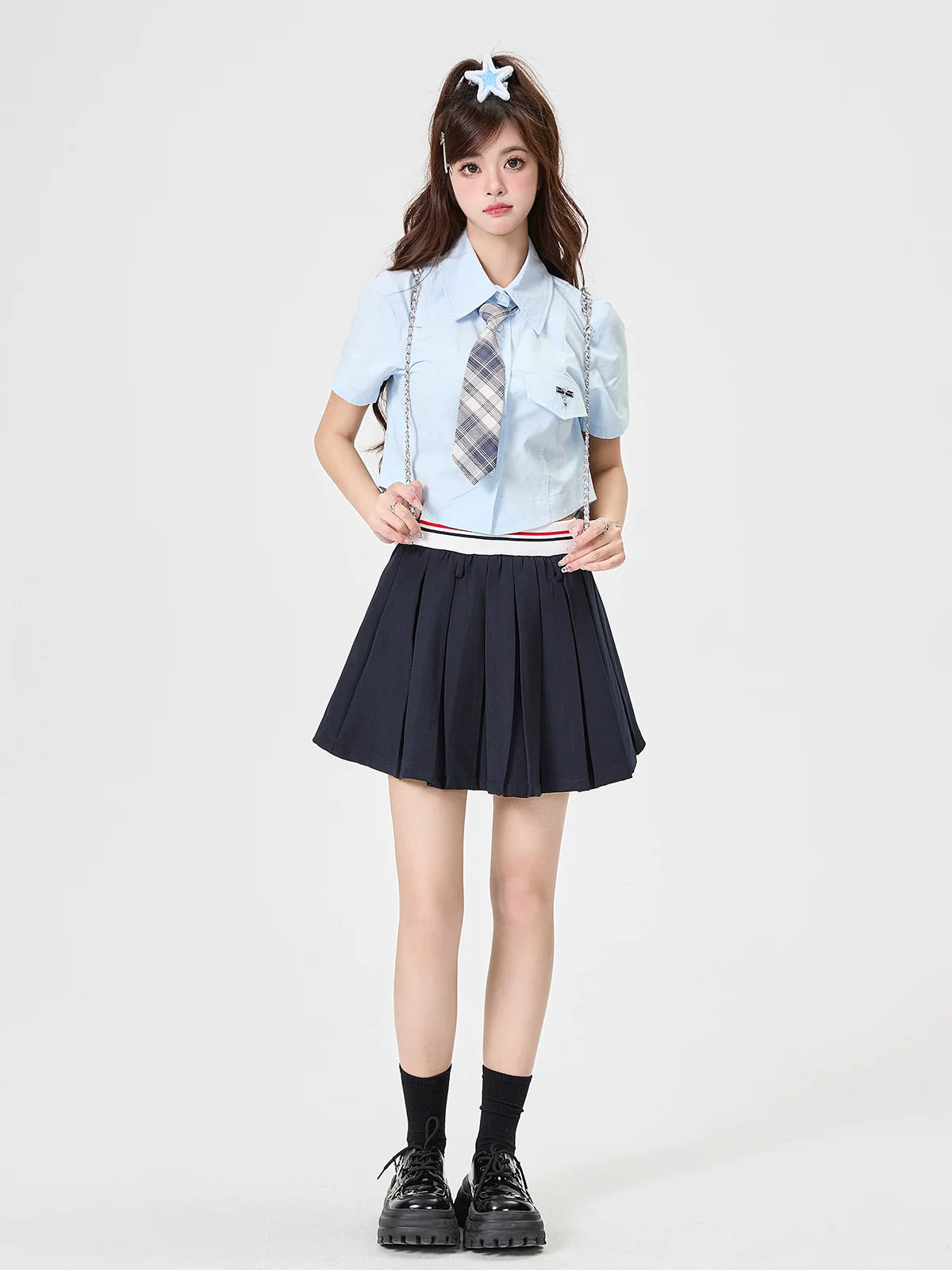 シャツ アメリカンスタイル カレッジセット + ネクタイ ショートパンツ