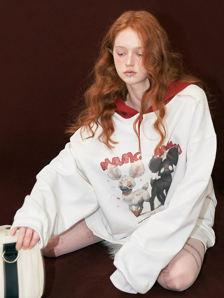 Lose Hoodie Tier Kapuzen Illustration