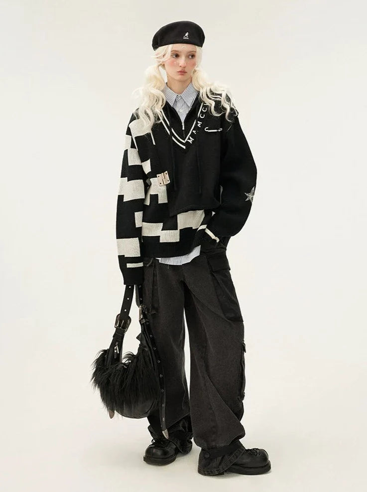 College Hooded Style Asymmetrical Over Mode Tops