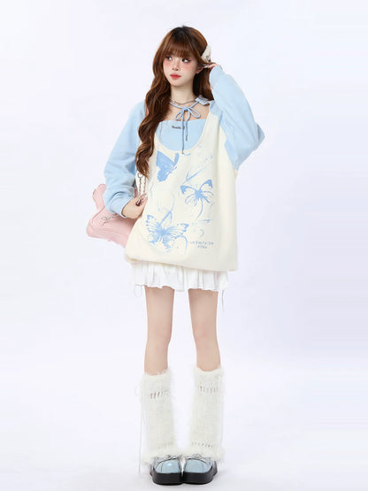 バタフライオーバープリントトップス ルーズ