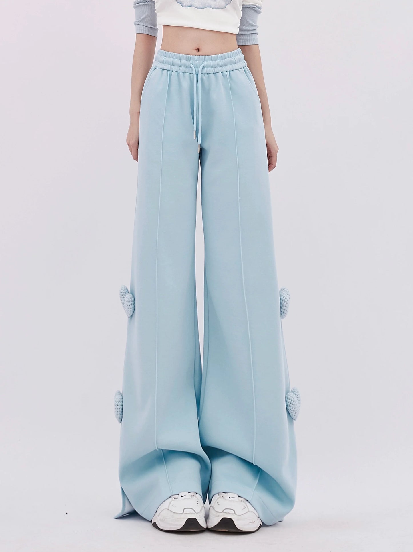 Blaue Casual Pop Pants Heart Wide