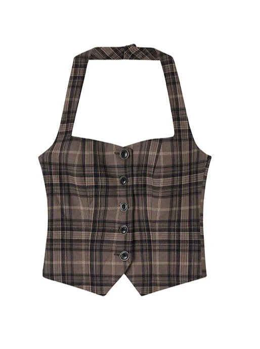 Retro Suit Piece Sleep Style Skirt Pleated Jacket College Vest