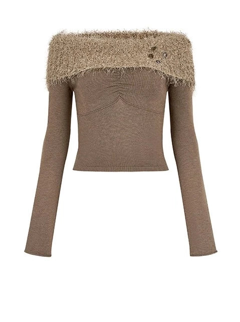 Schlankes One-Shoulder-Top aus Pelz