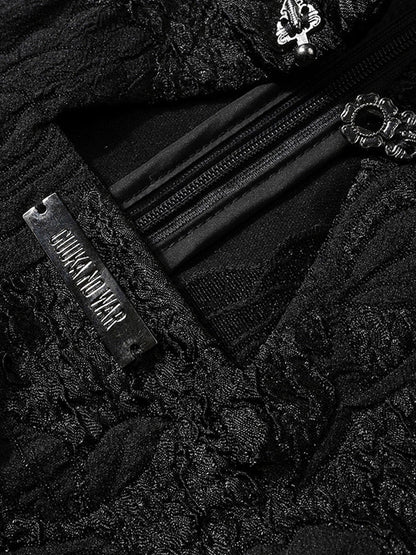 Puff Black Sleeves China French Slim Dress Waist