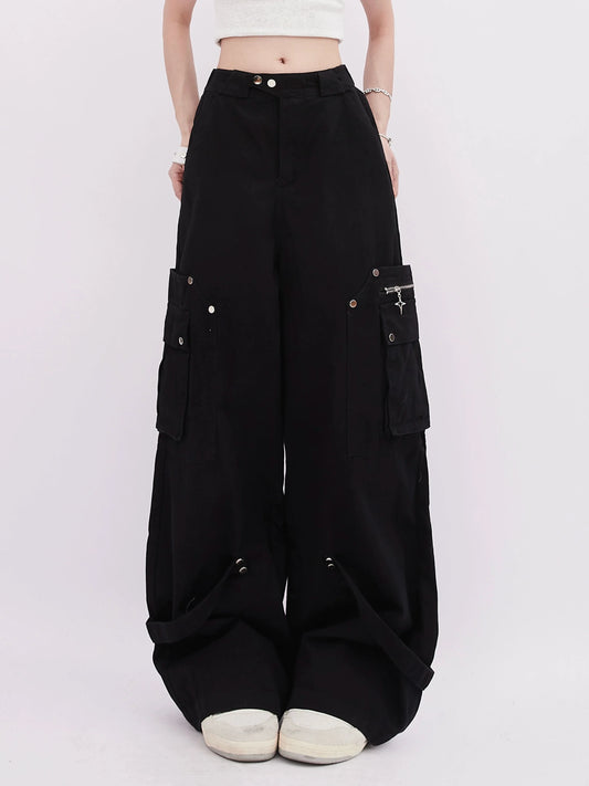 Pocket Cross Zip-Up Pants Wide