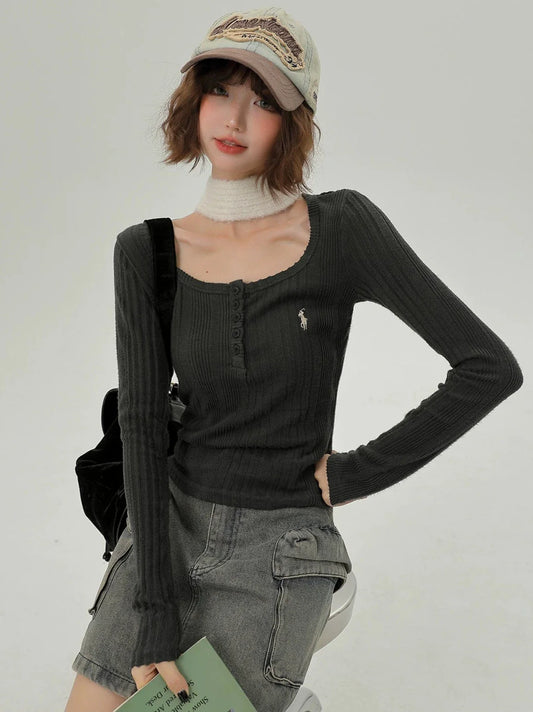 T Style Long U-Neck Korean