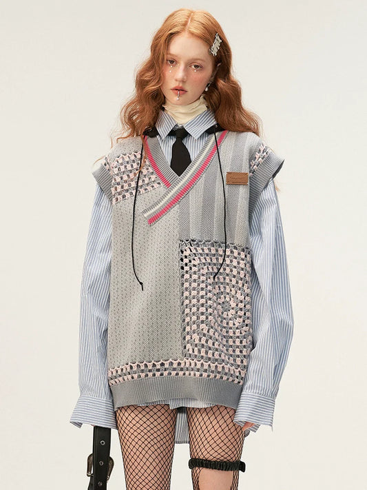 Reserved Asymmetrical Vest Knit Item Over Mode Loose