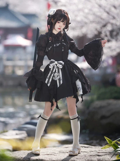 Kleid China Print Bambus Vorbestellung Blumen Blumen Hosenträger