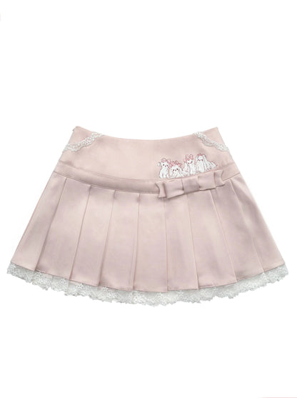 Lolita Cream Mal Cheese Spitzenfaltenrock